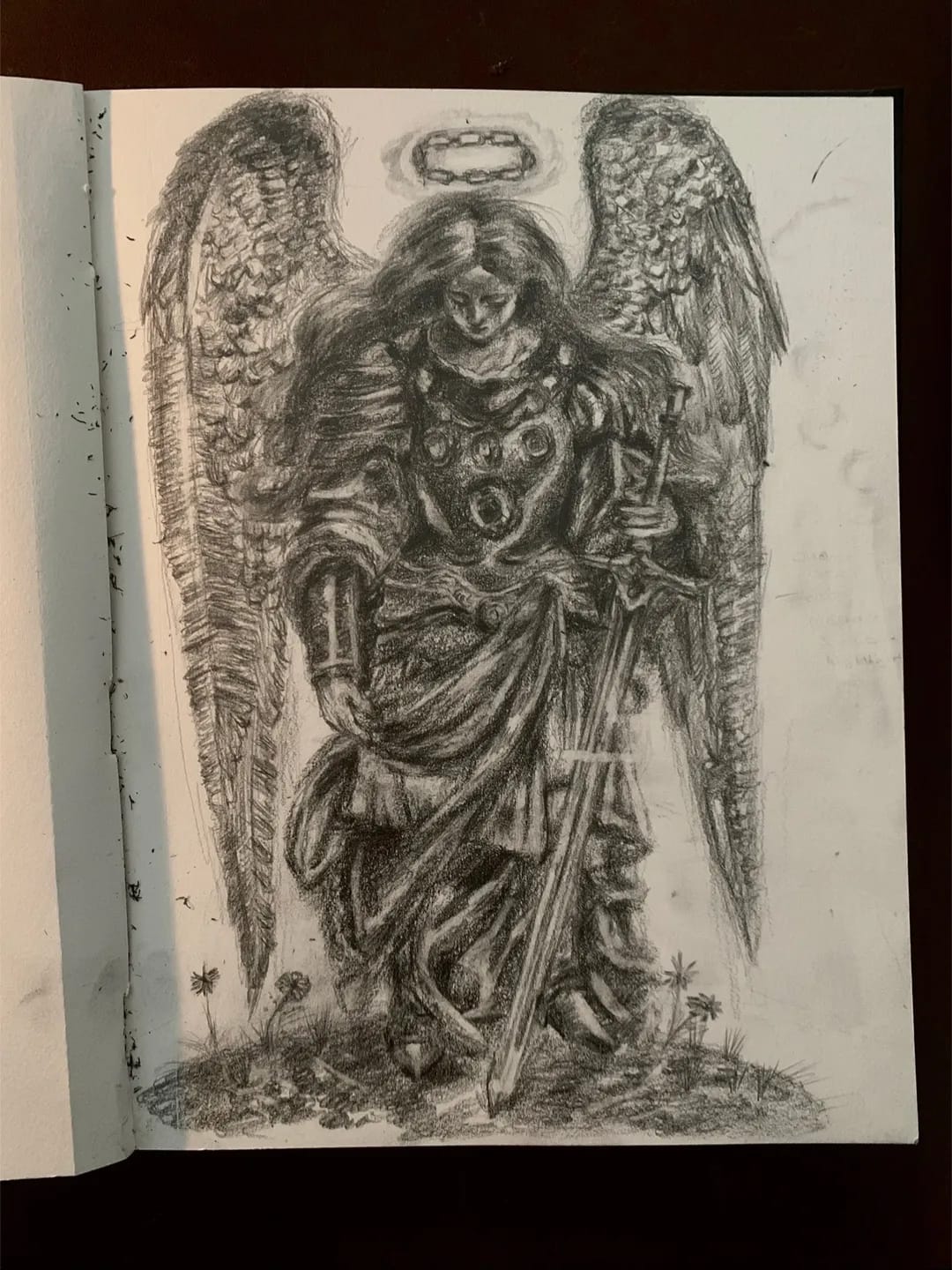 Fallen angel, in graphite